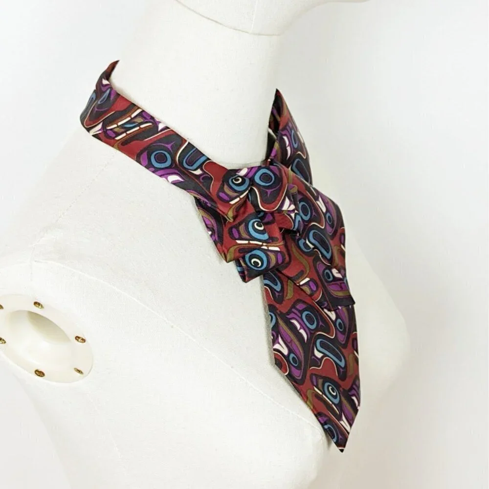 Tribal Art Print Ascot - Women's Tie - Unique Scarf - Necktie Scarf
